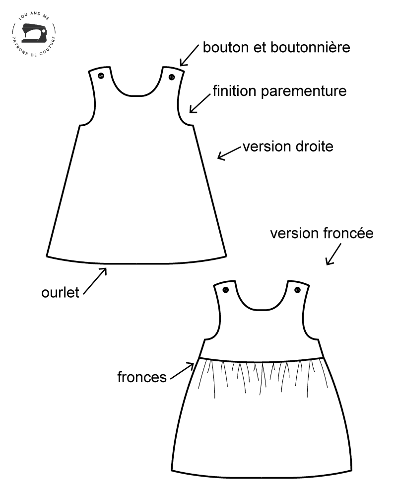 patron de couture gratuit robe chasuble bébé du 3 au36 mois lou and me