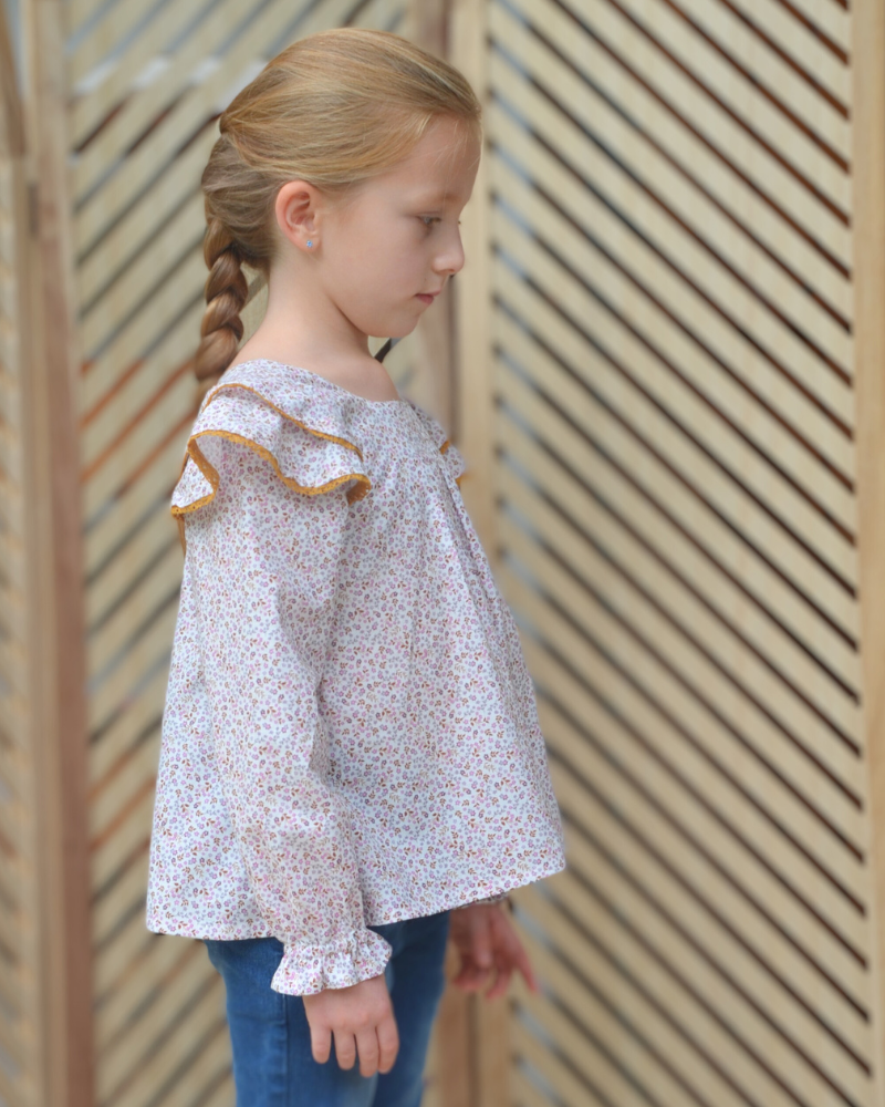 patron couture blouse à volants robe fille 4 au 14 ans lou and me