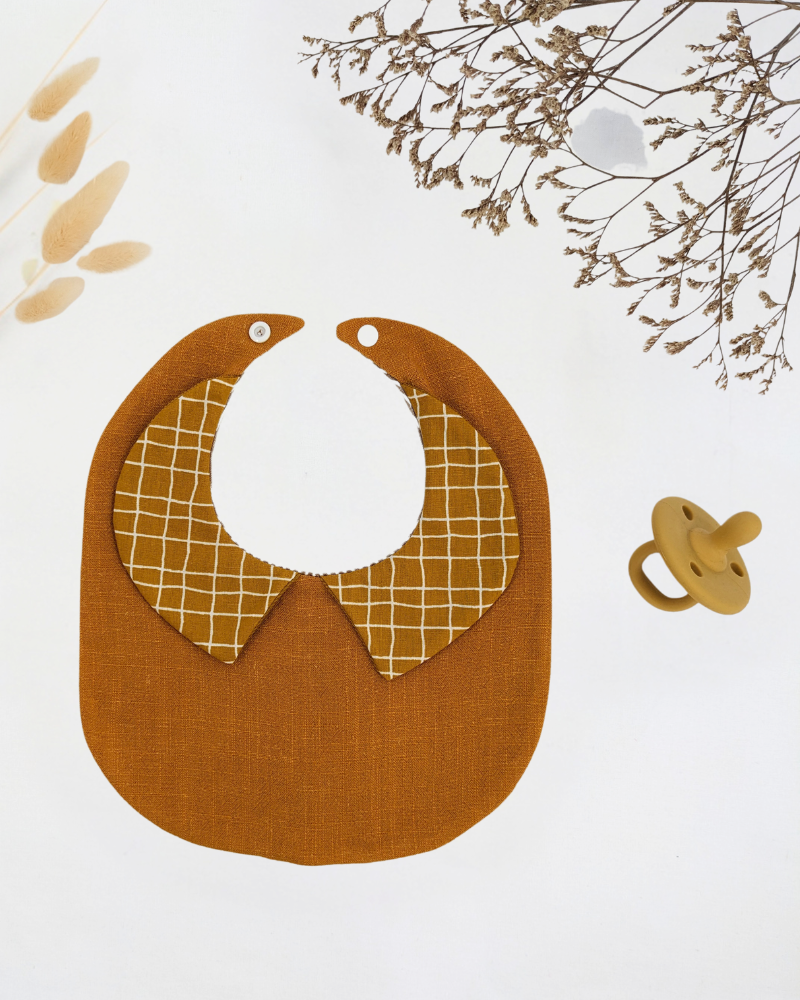 patron couture pdf bavoir bébé à col Claudine, col Chemise, col froufrou Alizia