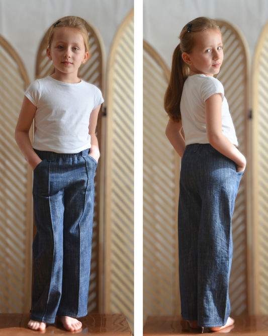 patron couture PDF pantalon fille 4, 5, 6, 7, 8, 9, 10, 11, 12, 13, 14 ans luzia lou and me