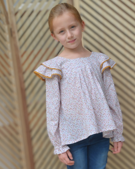 patron couture blouse à volants robe fille 4 au 14 ans lou and me