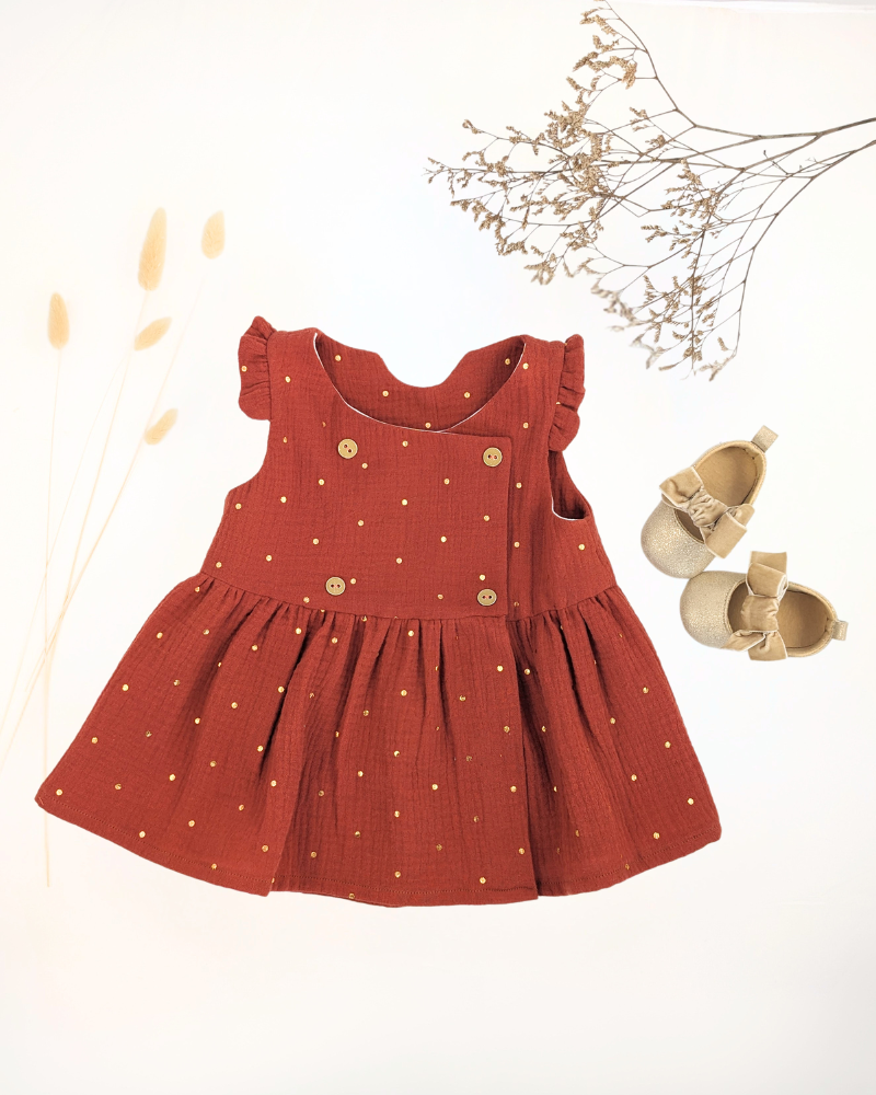 robe portefeuille Pretty Bébé en version froncée cousue en double gaze de coton